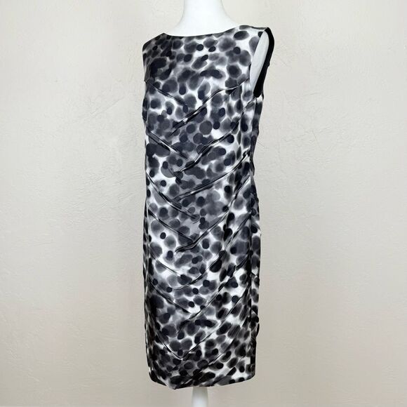 Escada Silk Abstract Sleeveless Sheath Dress w/Origami Pleating 40 EU 10 US - Picture 3 of 10